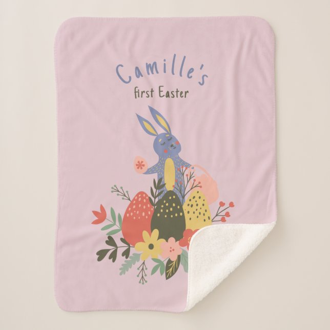 Newborn Easter for baby girl Sherpa Blanket (Front)