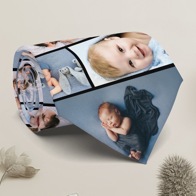 Newborn Father's Day Gift Family Photo Collage Tie (Creator Uploaded)