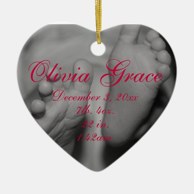 Newborn Feet Baby's First Christmas Ornament (Front)