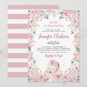 Newborn Floral Baby Shower Invitation