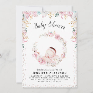 Newborn Floral Baby Shower Invitation