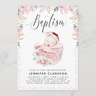 Newborn Floral Baptism Invitation