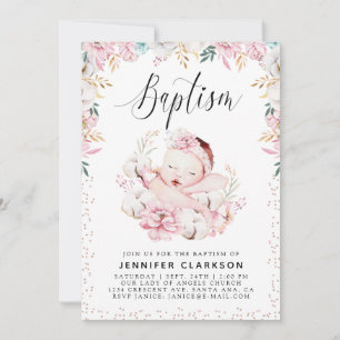 Newborn Floral Baptism Invitation