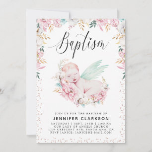 Newborn Floral Baptism Invitation