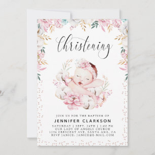 Newborn Floral Christening Invitation