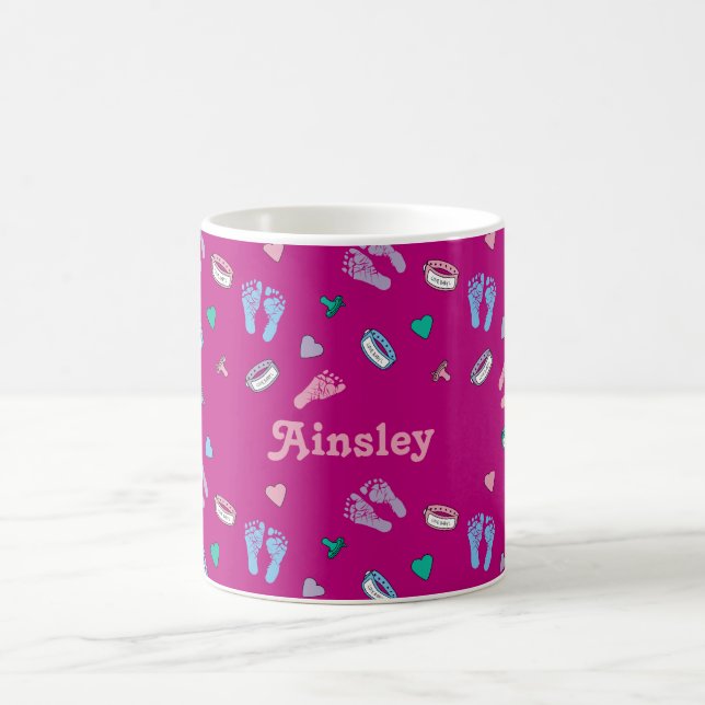 Newborn Footprints Binkies and ID pattern Coffee Mug (Center)