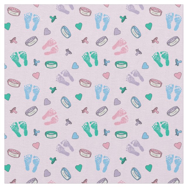 Newborn Footprints Binkies and ID pattern Fabric (Close Up)
