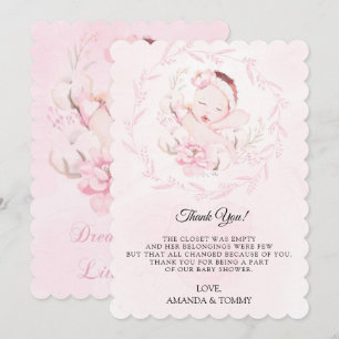Newborn Girl Baby Shower Thank You Card