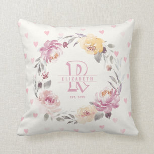 Newborn girl personalised baby keepsakes monogram cushion