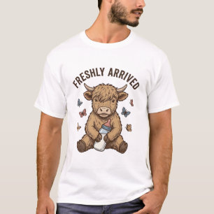 Newborn Highland Calf Baby Announcement Design T-Shirt
