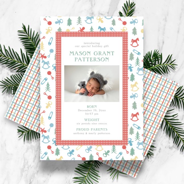 Newborn Holiday Photo Colourful Card (Creator Uploaded)
