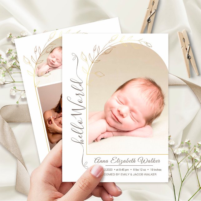 Newborn Introducing Baby Girl Birth Stats 5 Photo Announcement (Creator Uploaded)