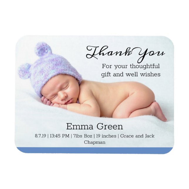 Newborn Modern Baby Photo Thank You  Magnet (Horizontal)