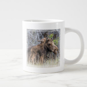 Newborn Moose Calf Nuzzling its Mother Large Coffee Mug