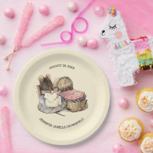 Newborn Mouse and Mother Baby Shower Paper Plate