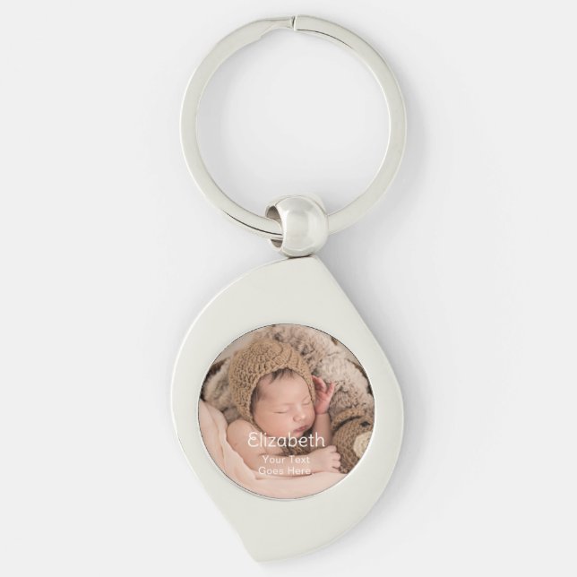 Newborn Name Photo Simple Key Ring (Front)
