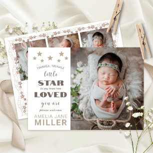 Newborn New Baby Girl Birth Stats 4 Photo Announcement