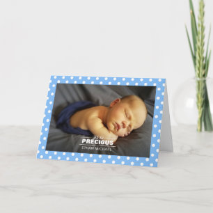 Newborn Photo Baby Boy Blue Polka Dots Card