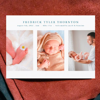 newborn photo blue collage baby birth announcement