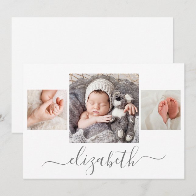 Newborn Photo Collage Birth Announcement (Front/Back)
