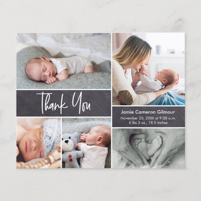 Newborn Photo Collage Chalkboard baby shower (Front)