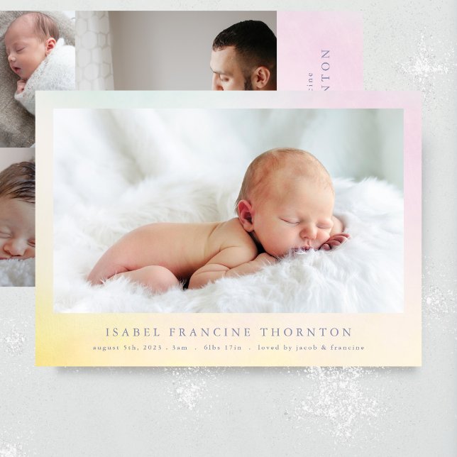 newborn photo collage rainbow baby birth announcement (Creator Uploaded)