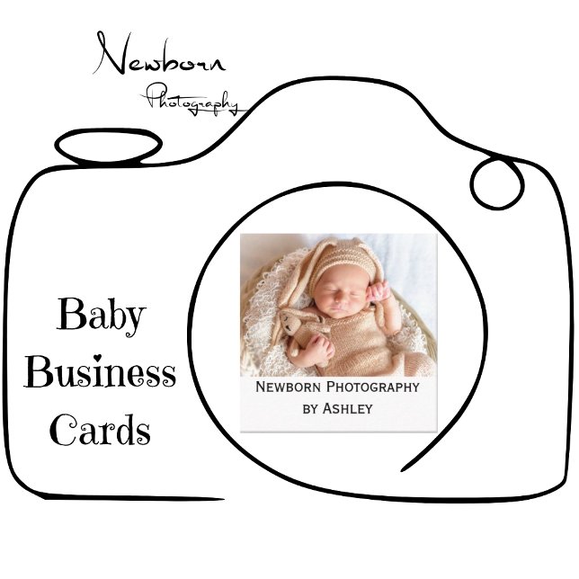 Newborn Photography by Ashley Modern Baby Square Business Card (Creator Uploaded)