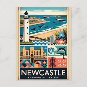 Newcastle Australia Retro Travel Poster Art Postcard