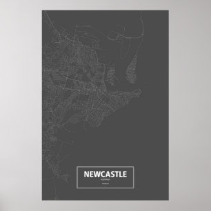 Newcastle, Australia (white on black) Poster