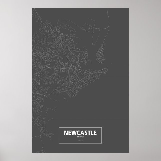 Newcastle, Australia (white on black) Poster (Front)