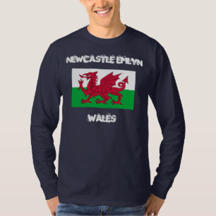 Newcastle Emlyn, Wales with Welsh flag T-Shirt