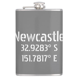 Newcastle NSW Latitude Longitude Hip Flask