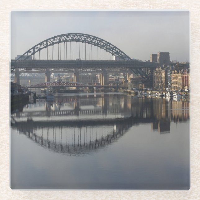 Newcastle Quayside & the Tyne Bridge Glass Coaster (Front)