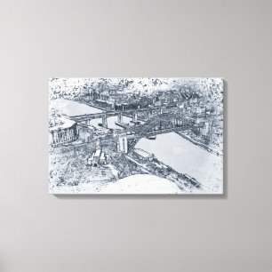 Newcastle Tyne Bridge Artistic Sketch Canvas Print