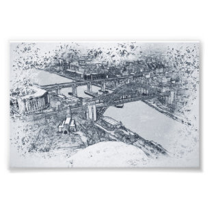 Newcastle Tyne Bridge Artistic Sketch Photo Print