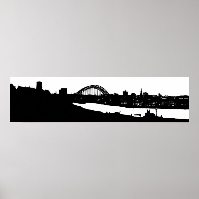 Newcastle upon Tyne Panoramic Silhouette Poster (Front)