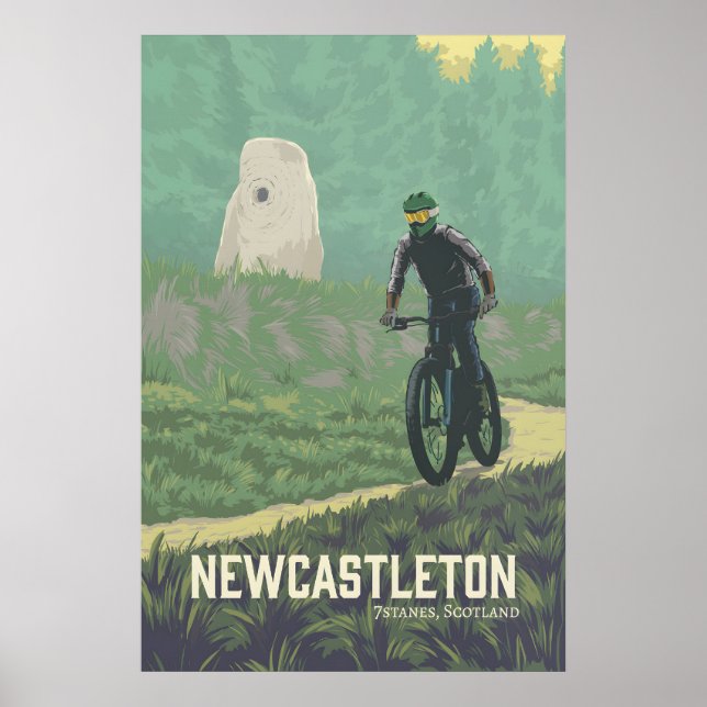 Newcastleton Mountain Biking Travel Poster (Front)