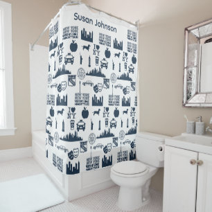 Newest Elegant Modern Stylish NYC Personalized Shower Curtain