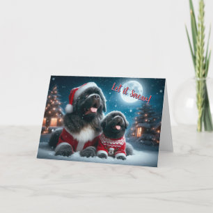 Newf and Puppy Let it Snow Christmas Card