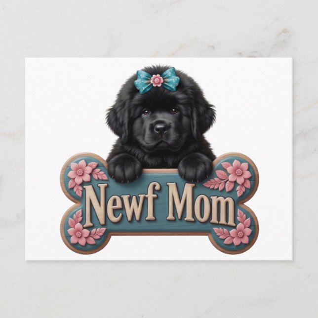 Newf Mum Bone Postcard (Front)