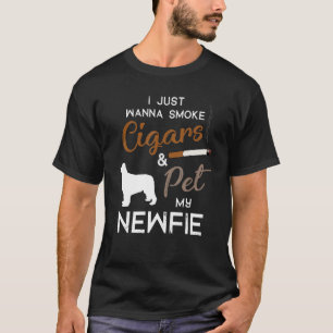 Newfie Dog Cigar Lover Owner Christmas Birthday T-Shirt