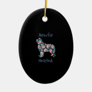 Newfie mama   newfoundland dog mum present ceramic tree decoration