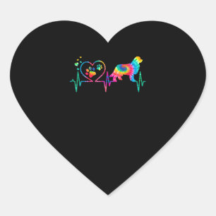 Newfie mum dad heartbeat tie dye dog gift heart sticker