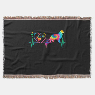 Newfie mum dad heartbeat tie dye dog gift throw blanket