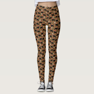 Newfie Newfoundland Dog Santa Hat Christmas Brown Leggings