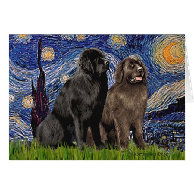 Newfie Pair - Starry Night (Front Horizontal)