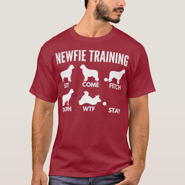 Newfie Training - Newfoundland Dog Tricks T-Shirt (Front)