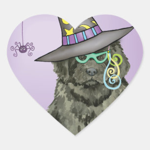 Newfie Witch Heart Sticker