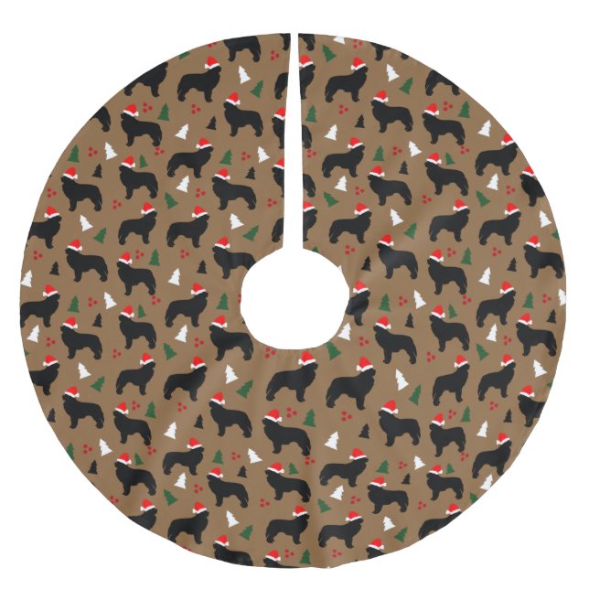 Newfies Santa Hat Newfoundland Dogs Christmas Brushed Polyester Tree Skirt (Front)