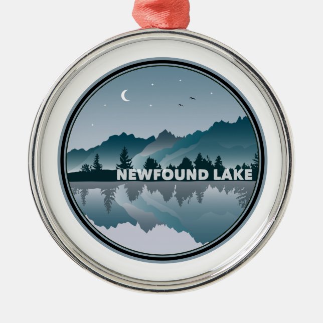 Newfound Lake New Hampshire Reflection Metal Tree Decoration (Front)